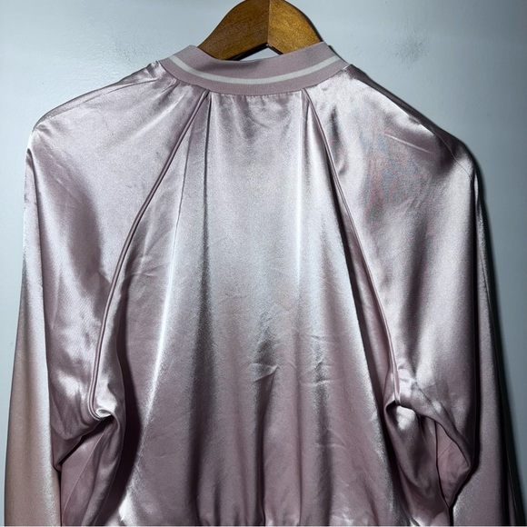 Aritzia Little Moon Pink Satin Bomber Jacket  Size Large - Picture 5 of 12
